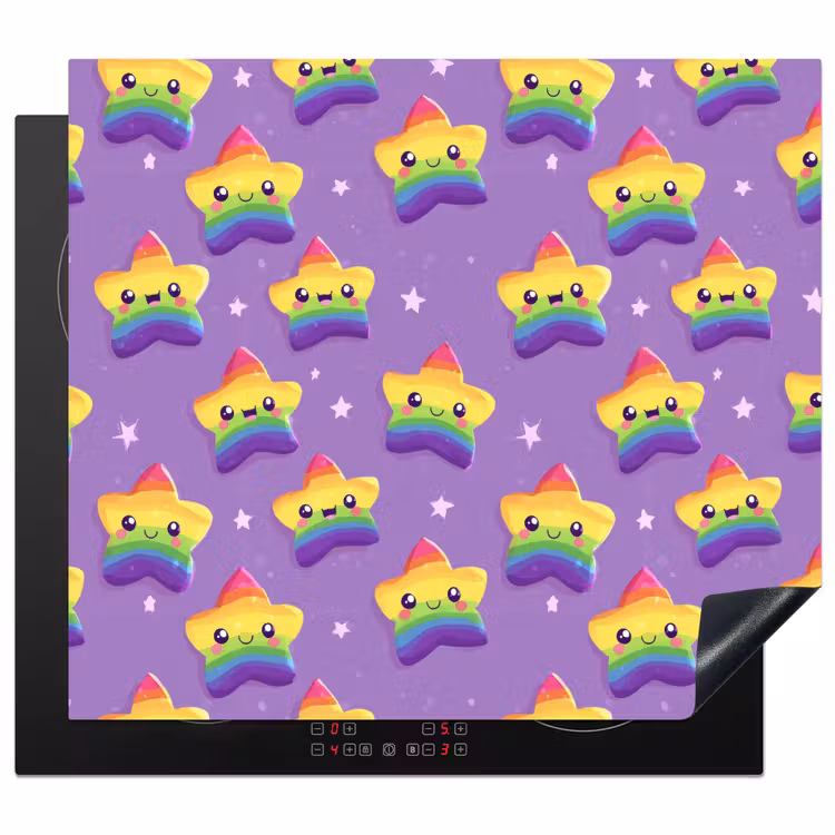 Induction hob cover - Stars - Rainbow - Purple — 1