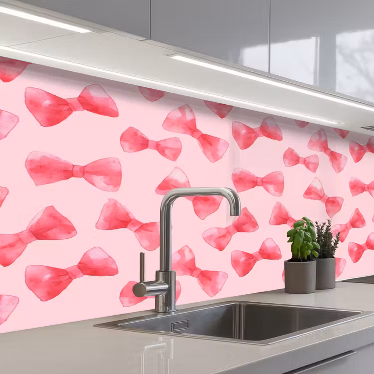 Kitchen splashback - Bows - Watercolor - Pink — 2