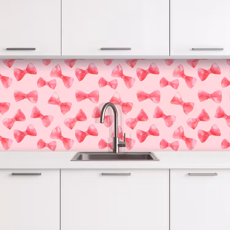 Kitchen splashback - Bows - Watercolor - Pink — 4