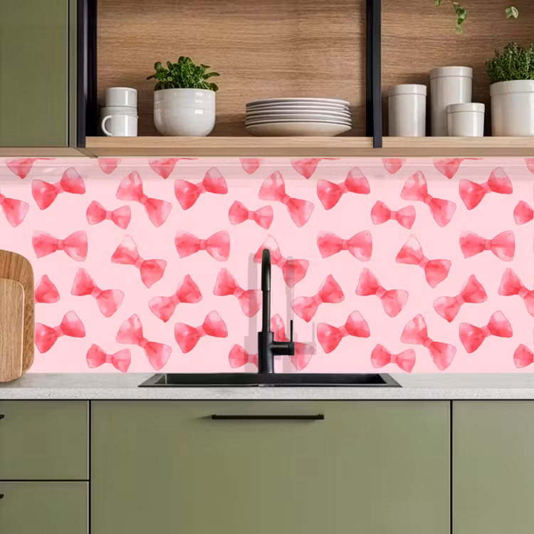 Kitchen splashback - Bows - Watercolor - Pink — 8