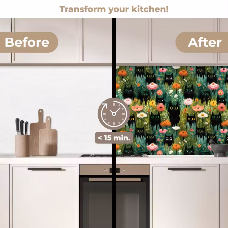 Kitchen splashback - Cats - Flowers - Colorful — 3
