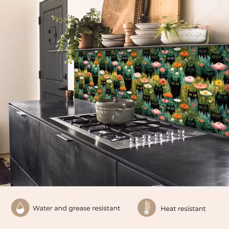 Kitchen splashback - Cats - Flowers - Colorful — 5