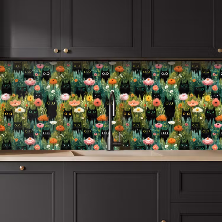 Kitchen splashback - Cats - Flowers - Colorful — 6
