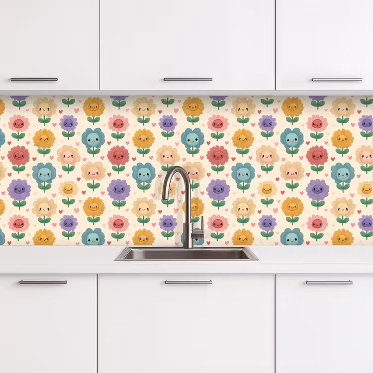 Kitchen splashback - Flowers - Hearts - Colorful — 4