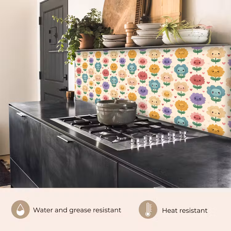 Kitchen splashback - Flowers - Hearts - Colorful — 5