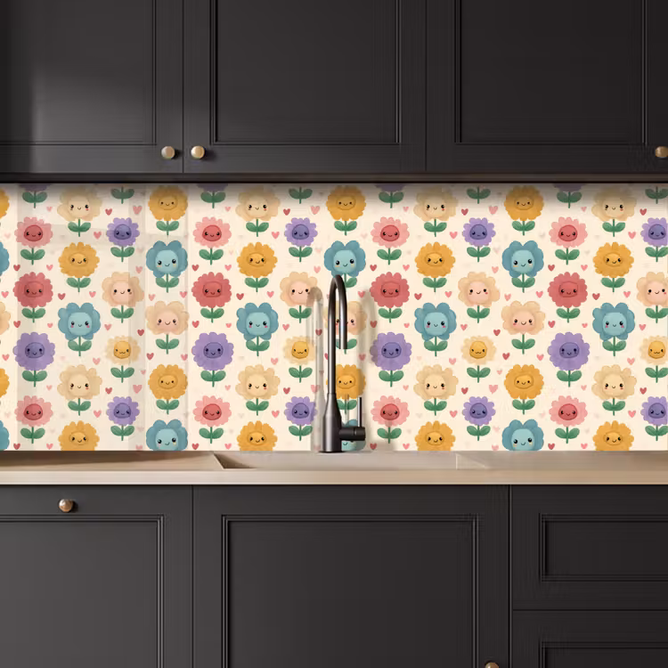 Kitchen splashback - Flowers - Hearts - Colorful — 6