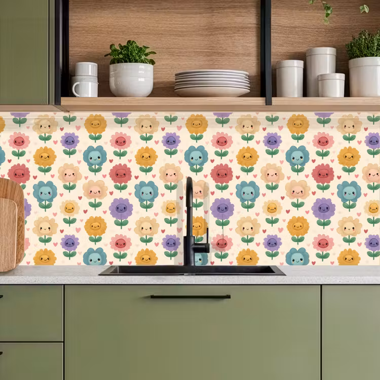 Kitchen splashback - Flowers - Hearts - Colorful — 8