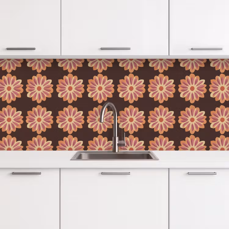 Kitchen splashback - Flowers - Pattern - Brown — 4