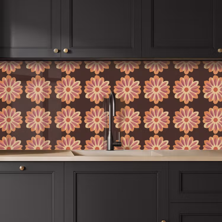 Kitchen splashback - Flowers - Pattern - Brown — 6