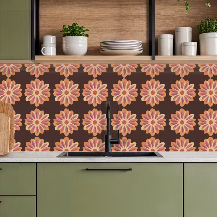 Kitchen splashback - Flowers - Pattern - Brown — 8