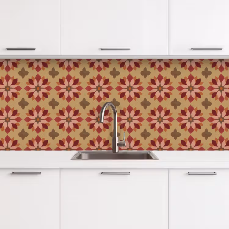 Kitchen splashback - Flowers - Retro - Green — 4