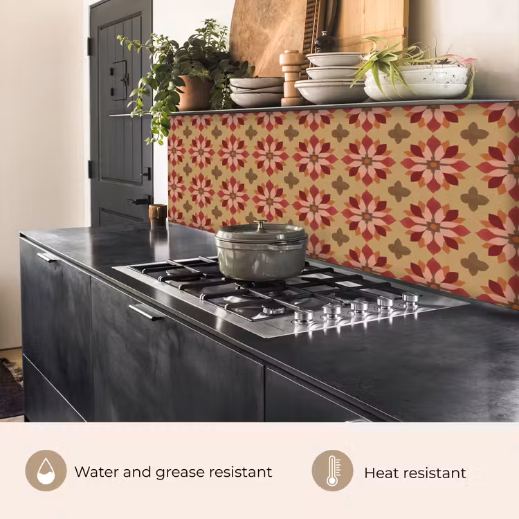 Kitchen splashback - Flowers - Retro - Green — 5