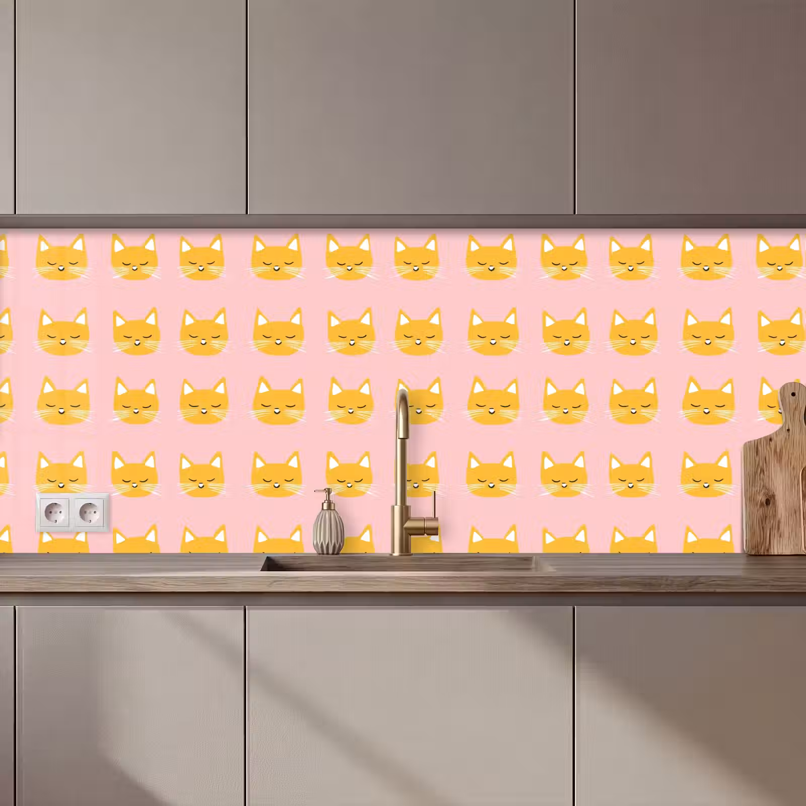 Kitchen splashback - Cats - Pattern - Pink — 1