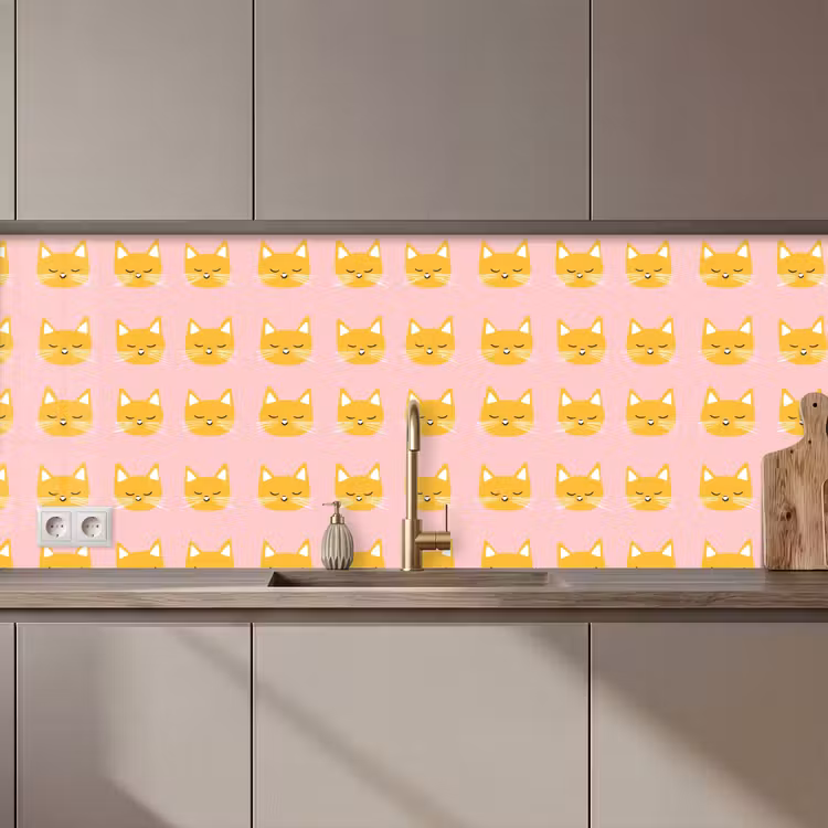 Kitchen splashback - Cats - Pattern - Pink — 1