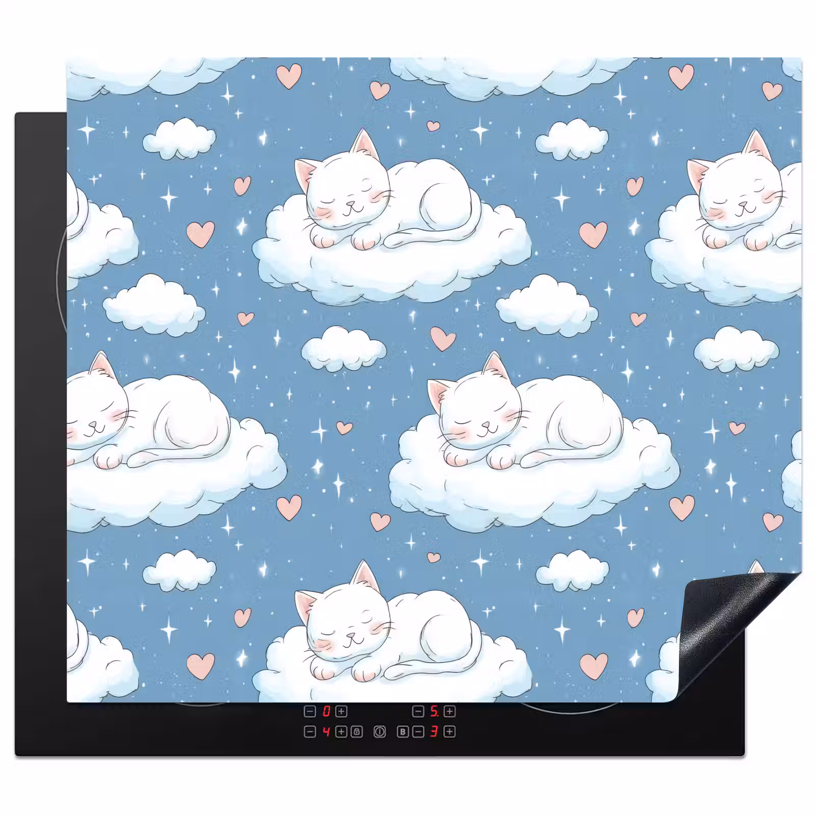 Induction hob cover - Kitten - Clouds - Blue — 1