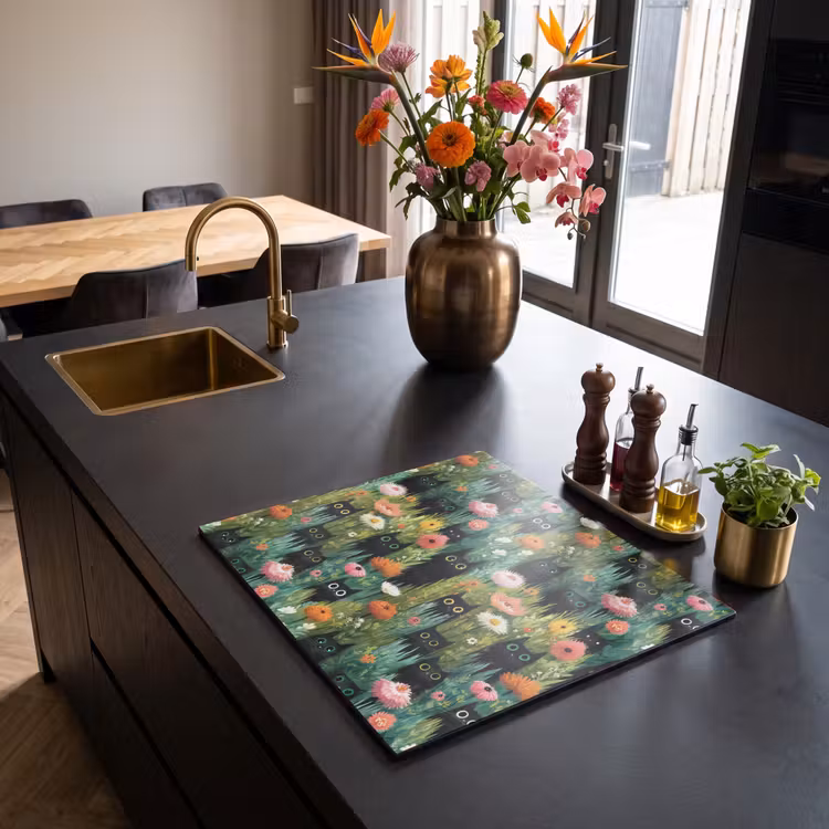 Induction hob cover - Cats - Flowers - Colorful — 2