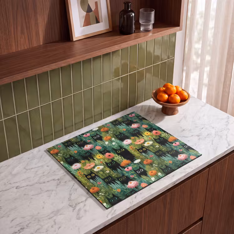 Induction hob cover - Cats - Flowers - Colorful — 4