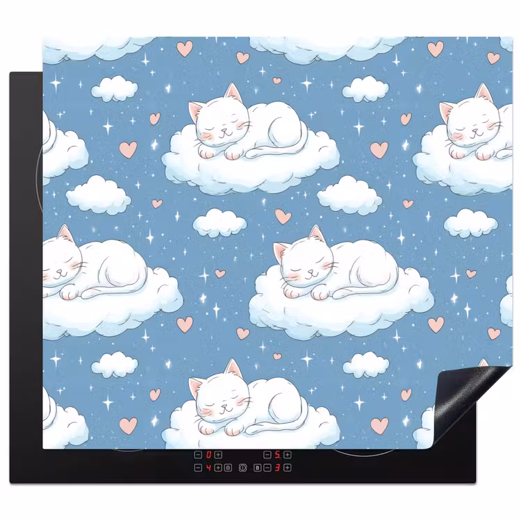 Induction hob cover - Kitten - Clouds - Blue — 1