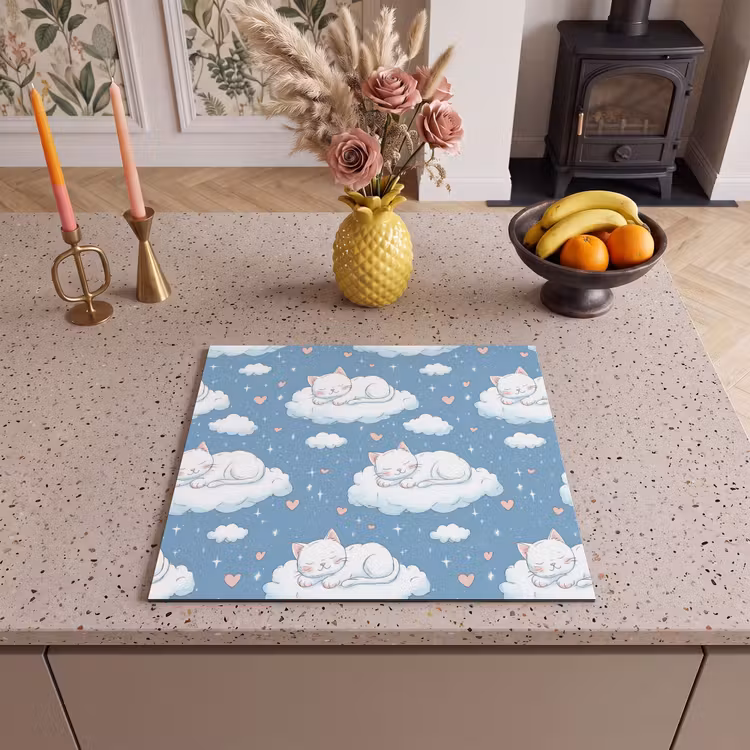 Induction hob cover - Kitten - Clouds - Blue — 3