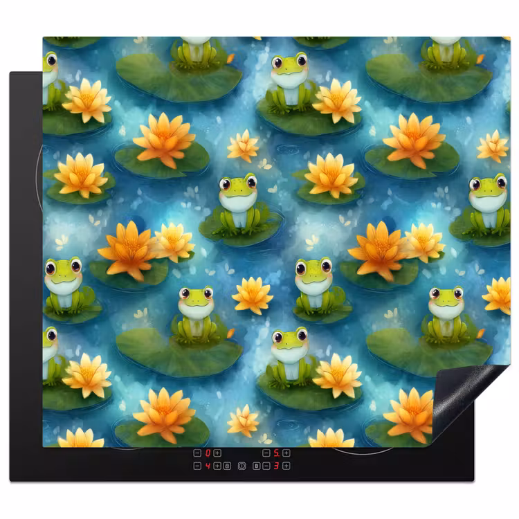 Induction hob cover - Frog - Lilies - Green — 1