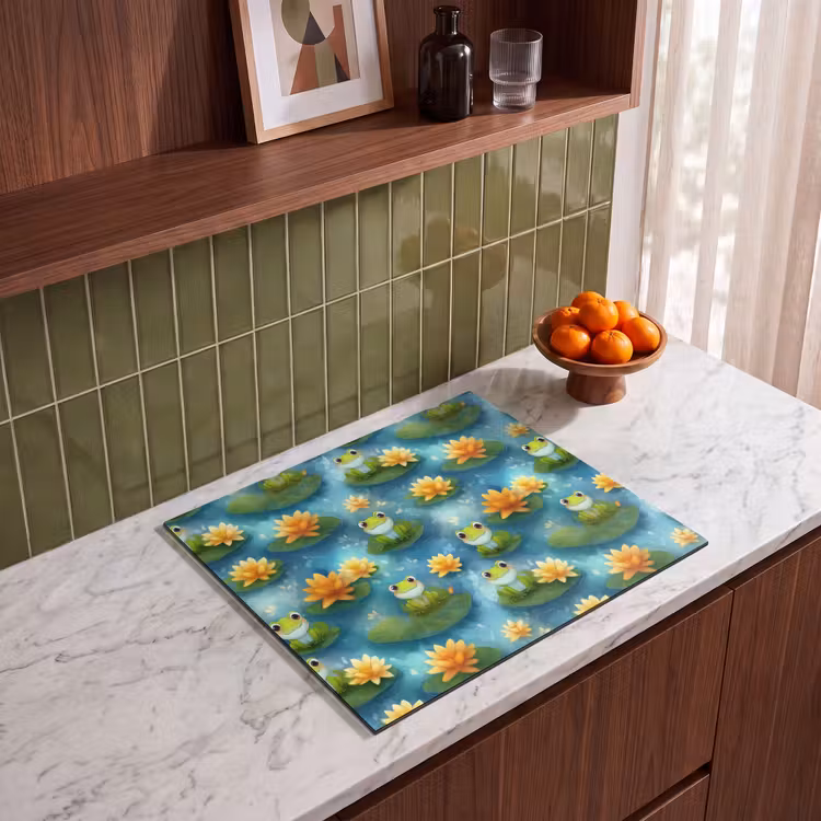 Induction hob cover - Frog - Lilies - Green — 4