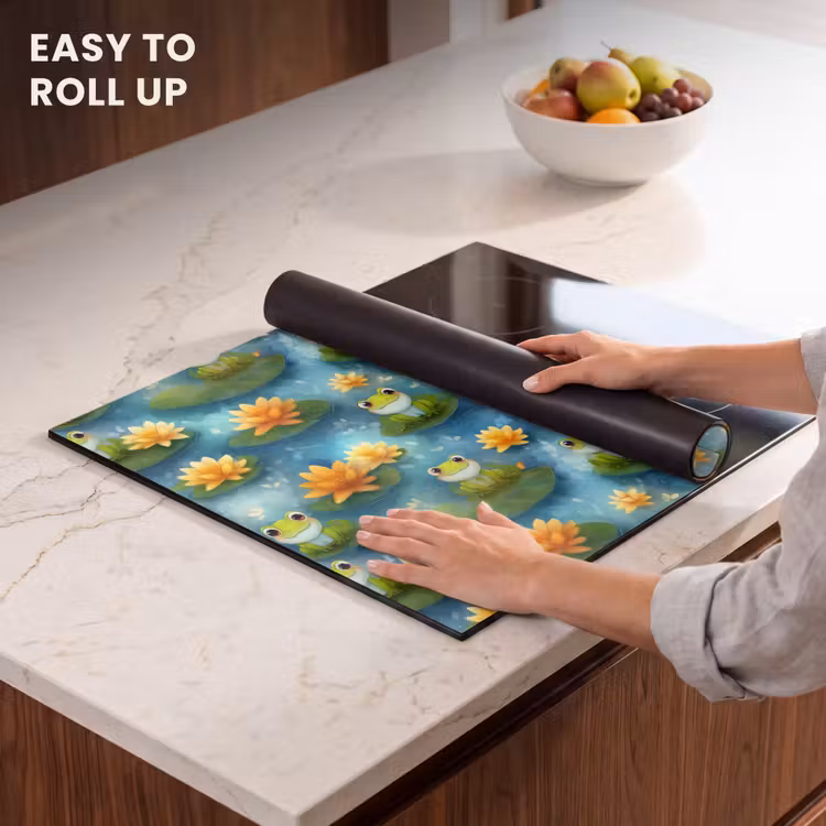 Induction hob cover - Frog - Lilies - Green — 6