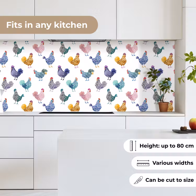 Kitchen splashback - Chickens -Aquarelle - Colorful — 7