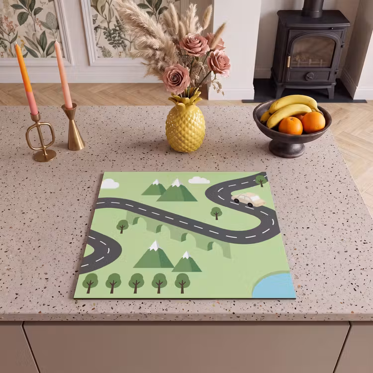 Induction hob cover - Car - Mountain road - Nature - Illustration — 3