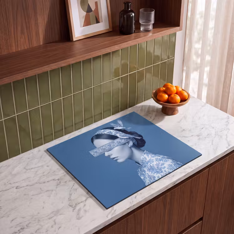 Induction hob cover - Portrait - Classic - White - Blue — 4
