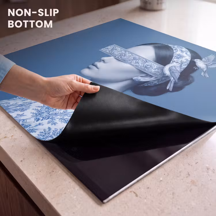 Induction hob cover - Portrait - Classic - White - Blue — 5
