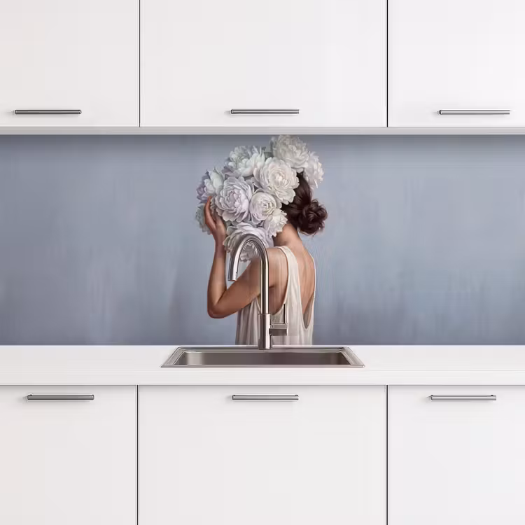 Kitchen splashback - Flowers - Woman - White — 4