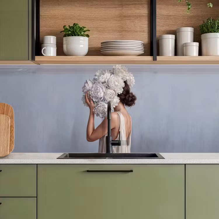 Kitchen splashback - Flowers - Woman - White — 8