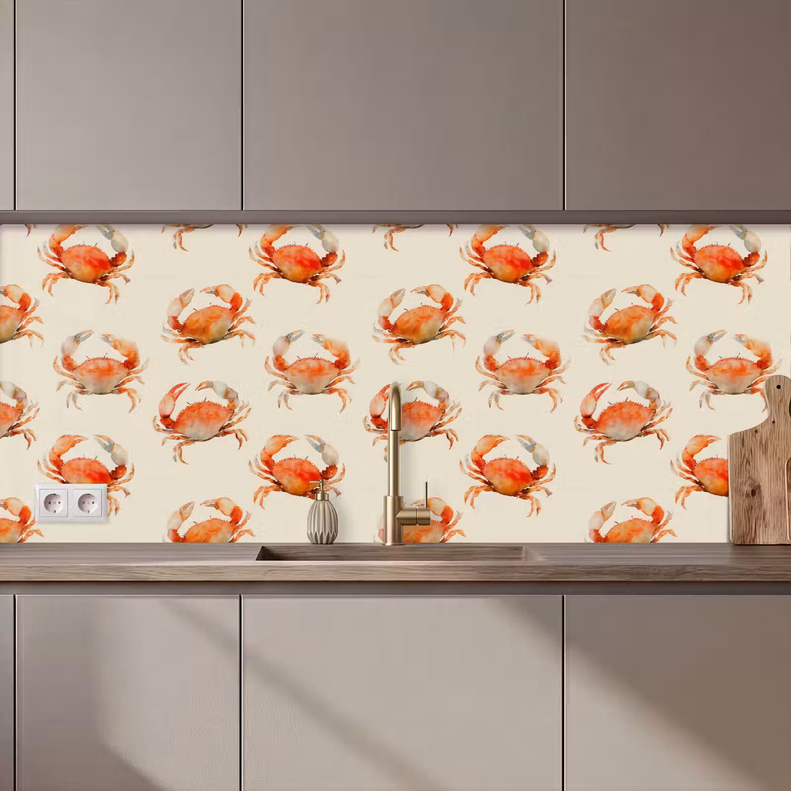 Kitchen splashback - Crabs - Pattern - Orange — 1