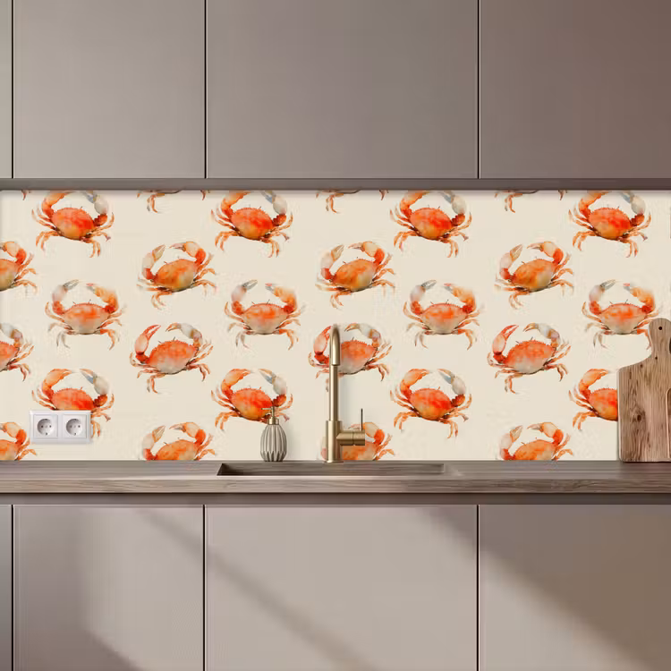 Kitchen splashback - Crabs - Pattern - Orange — 1