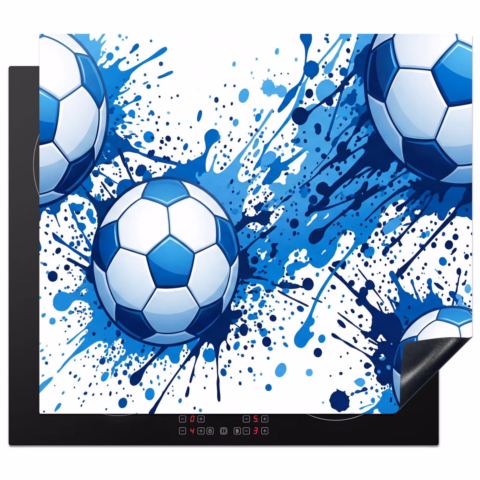 Induction hob cover - Footballs - Paint - Sports - Blue — 1