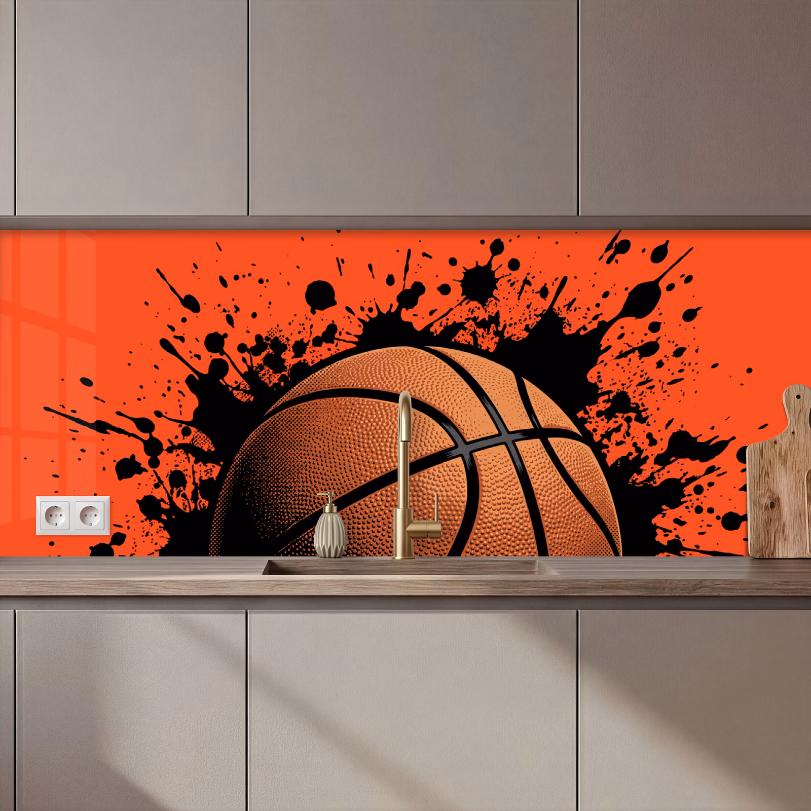 Kitchen splashback - Basketball - Paint - Sports - Orange — 1