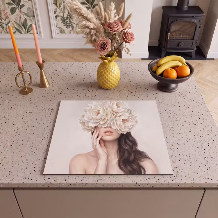 Induction hob cover - Face - Peony - Cream — 3