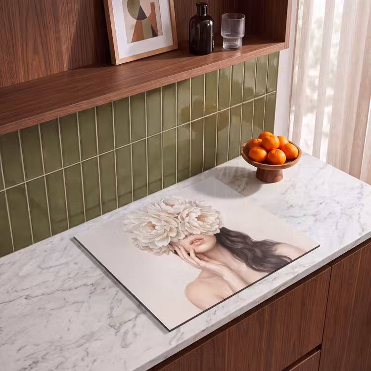 Induction hob cover - Face - Peony - Cream — 4