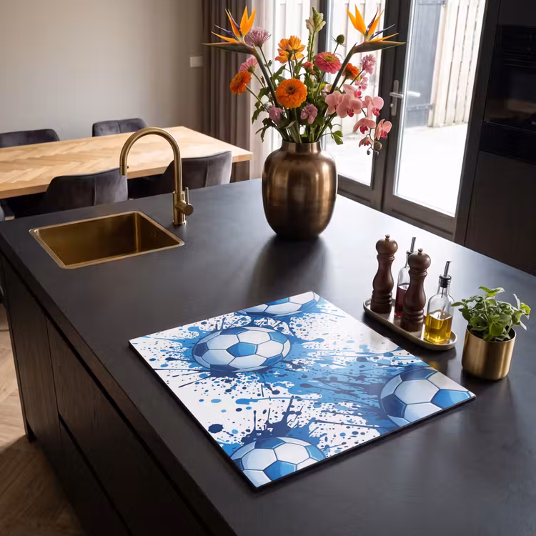 Induction hob cover - Footballs - Paint - Sports - Blue — 2