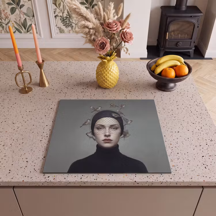 Induction hob cover - Portrait - Birds - Black — 3