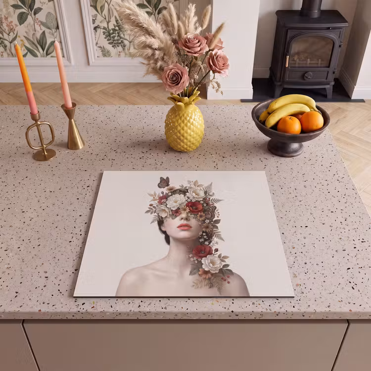 Induction hob cover - Portrait - Flowers - Cremé — 3