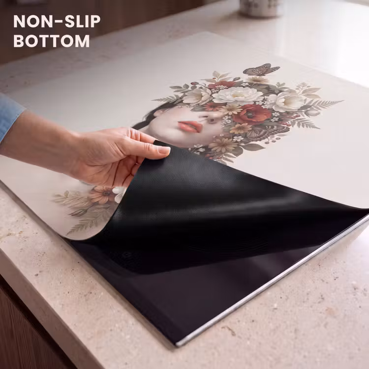 Induction hob cover - Portrait - Flowers - Cremé — 5