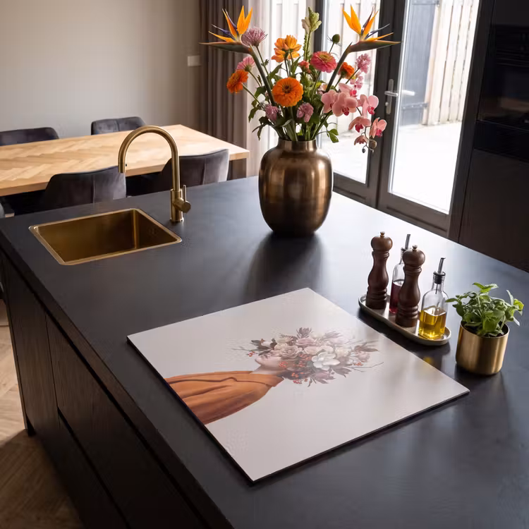 Induction hob cover - Vrouw - Boeket - Kleurrijk — 2