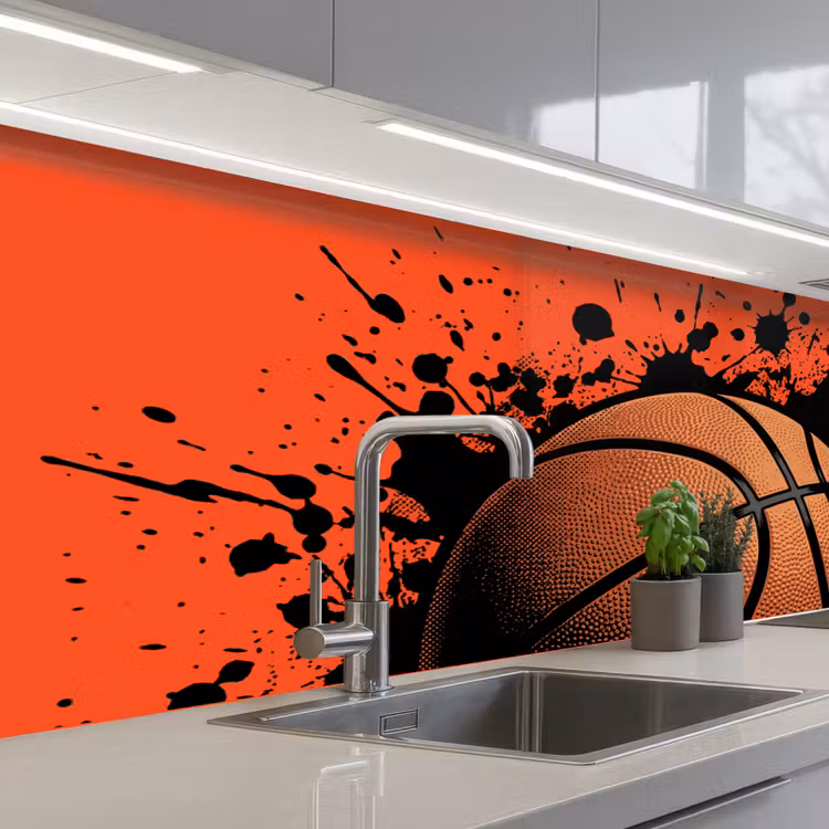 Kitchen splashback - Basketball - Paint - Sports - Orange — 2