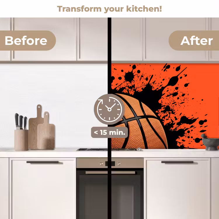 Kitchen splashback - Basketball - Paint - Sports - Orange — 3