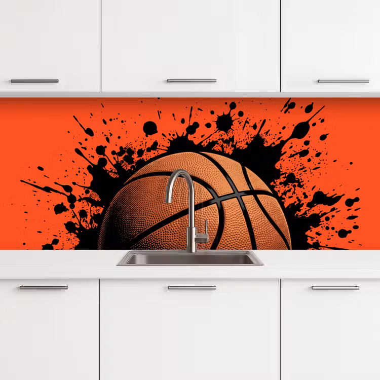 Kitchen splashback - Basketball - Paint - Sports - Orange — 4