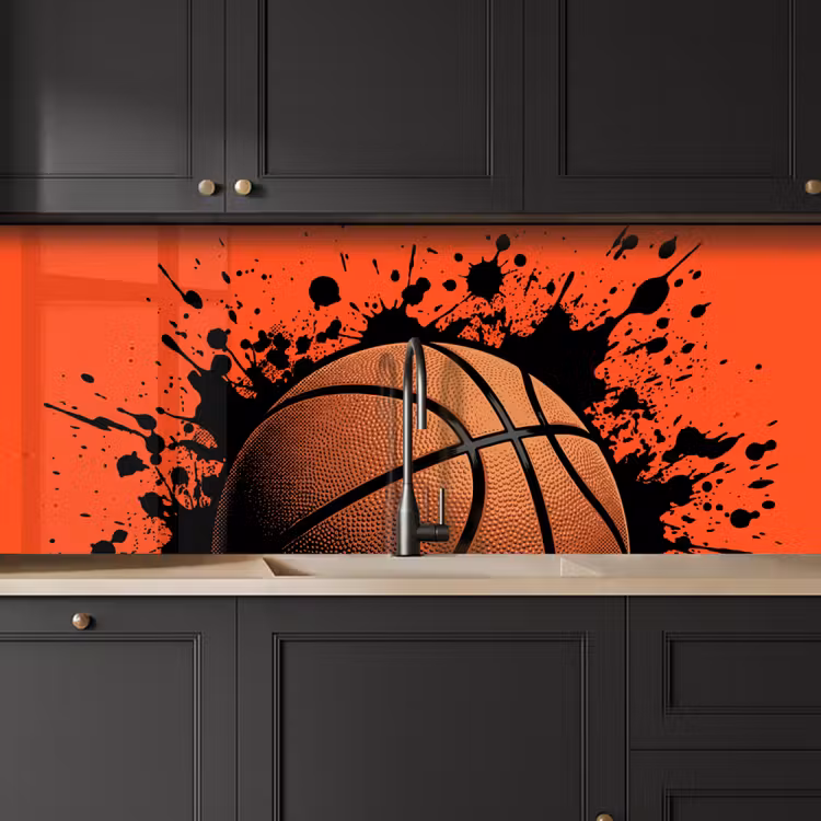 Kitchen splashback - Basketball - Paint - Sports - Orange — 6