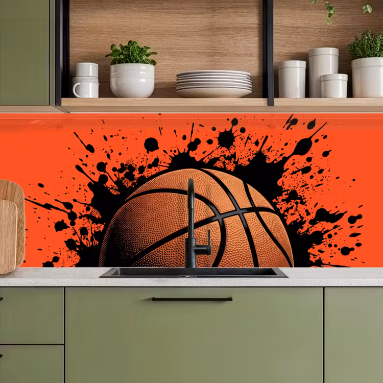 Kitchen splashback - Basketball - Paint - Sports - Orange — 8