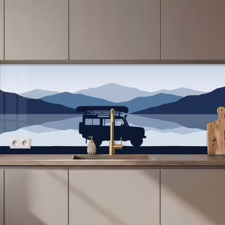 Kitchen splashback - Car - More - Mountains - Blue — 1