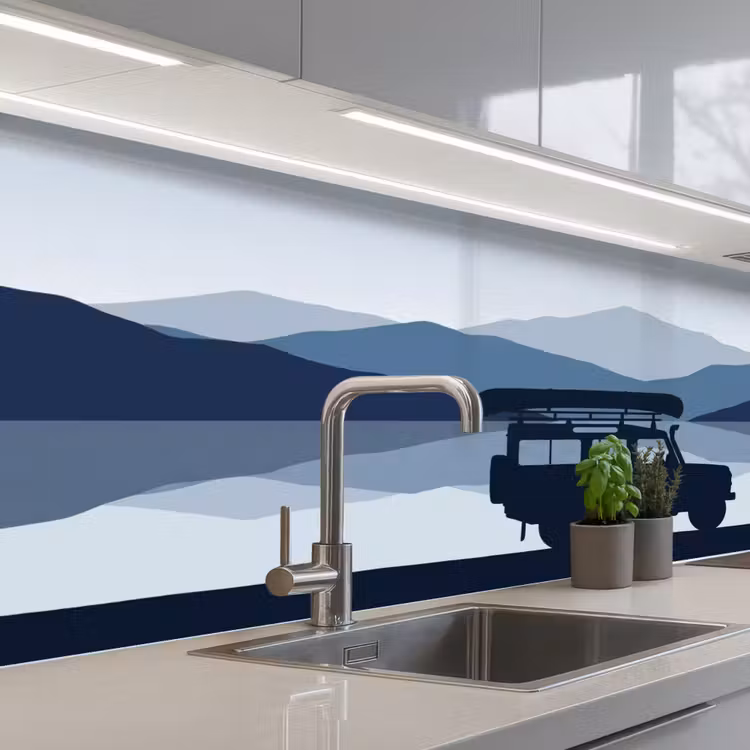 Kitchen splashback - Car - More - Mountains - Blue — 2